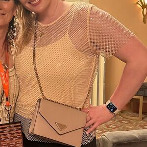 Anthropologie yellow/gold Mesh Layered Top